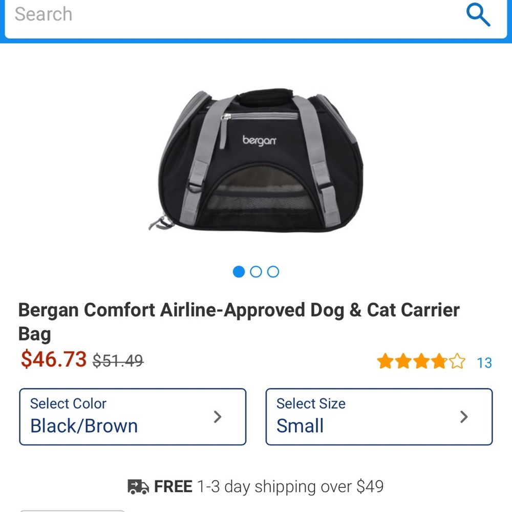 Bergan comfort airline approved dog & cat carrier